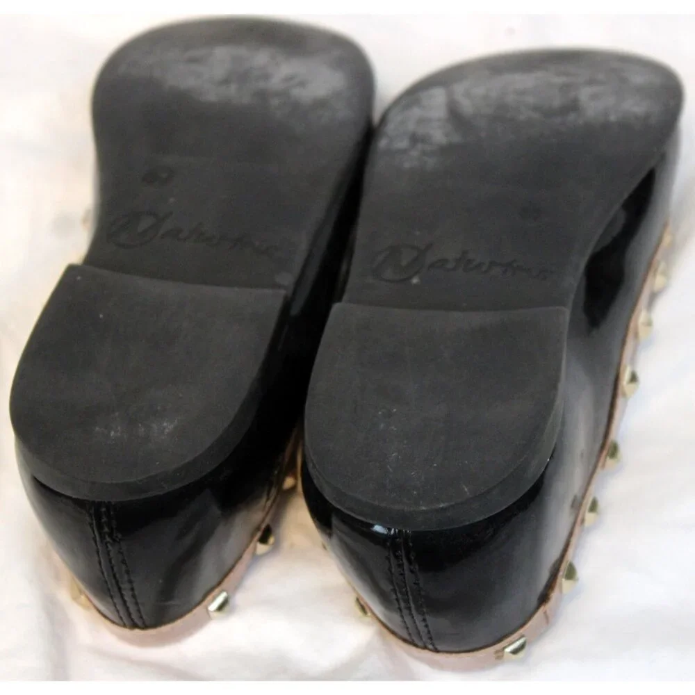 Naturino Black Brown 2-tone Dance Dress Shoes sz 12-12.5 Studded T-Strap Buckle